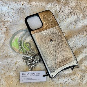 iPhone 12 Pro Max  LENA Side Slot Crossbody Bandolier in Metallic Silver